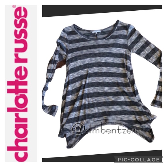 Charlotte Russe Tops - 🟣3/$15 gray striped top size S